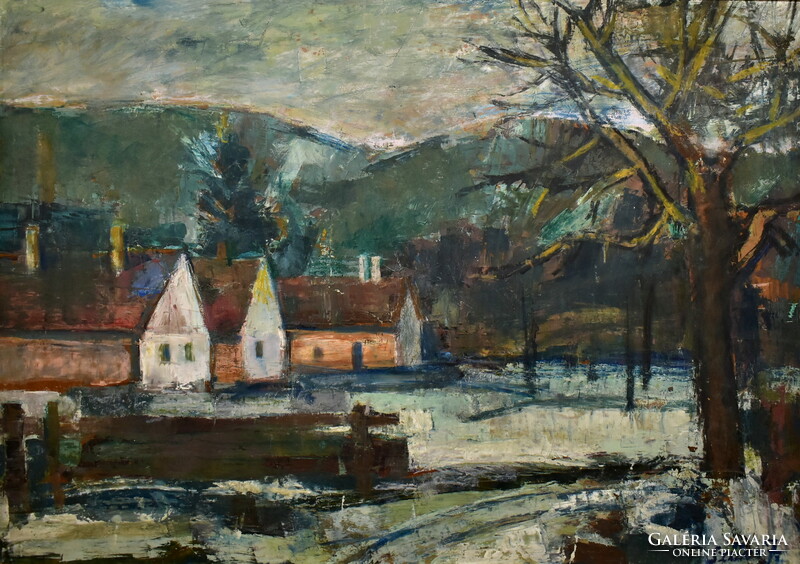 János Szűcs (1917 - 1995) village edge view
