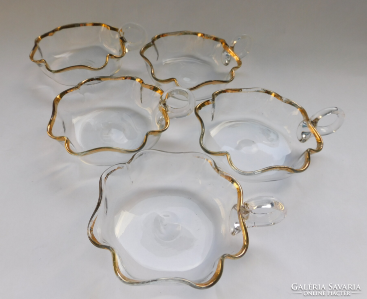 Antique handmade blown glass compote set. - 5 pieces