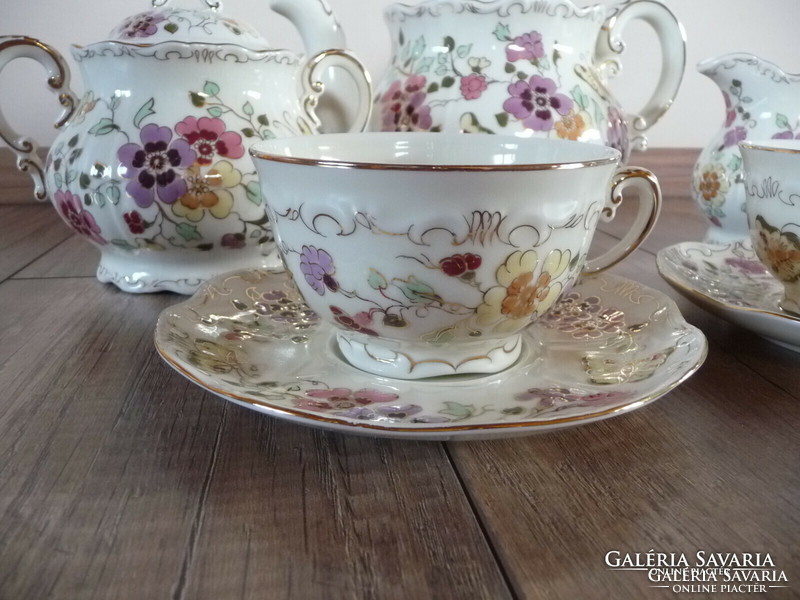 Zsolnay tea set for two with a butterfly pattern