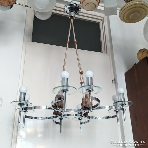 Art deco - streamline - 8-burner chrome chandelier - chandeliers and lighting rt