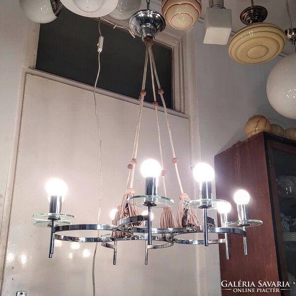 Art deco - streamline - 8-burner chrome chandelier - chandeliers and lighting rt