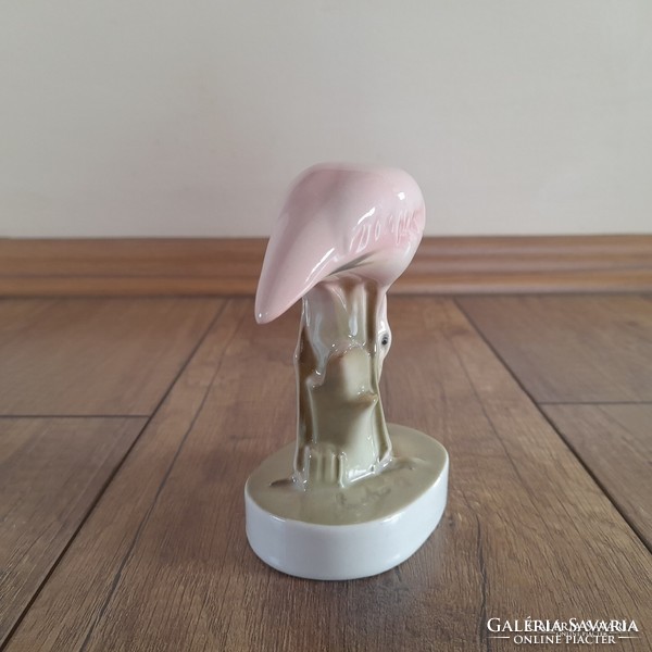 Ritka Zsolnay Sinkó rózsaszín flamingó figura