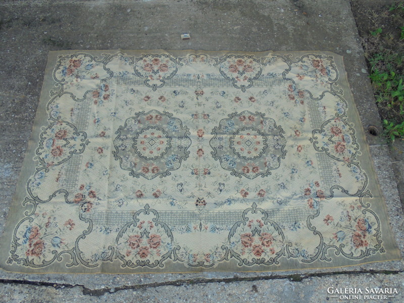 Twenty pieces of old woven large tablecloth / for bed, table, carpet / from legacies - together