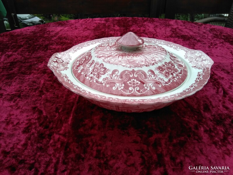 Flawless English marked pink bowl with lid