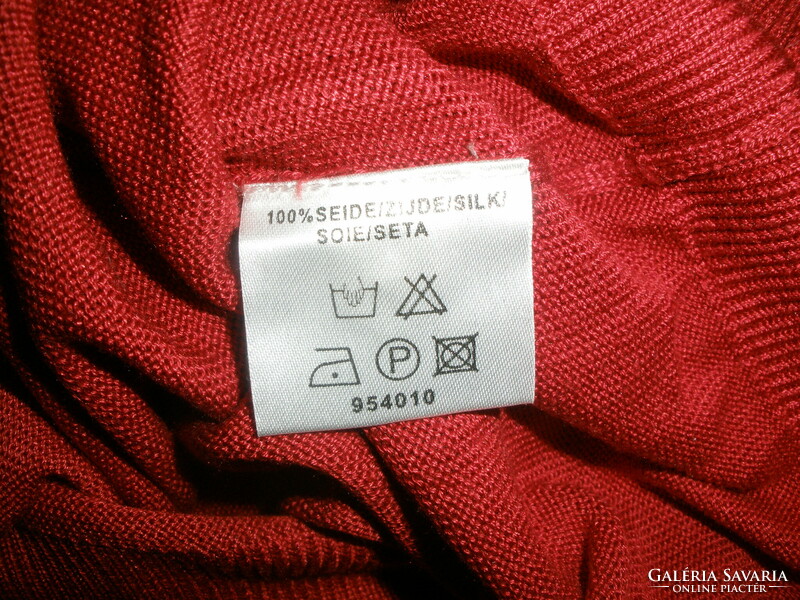 Silk 100% silk knitted shirt sweater, dark red