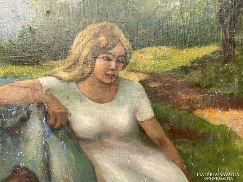 Náray Aurél Várakozó leány