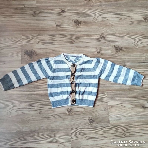 Next gray - white striped cotton cardigan (104, 3-4 years)