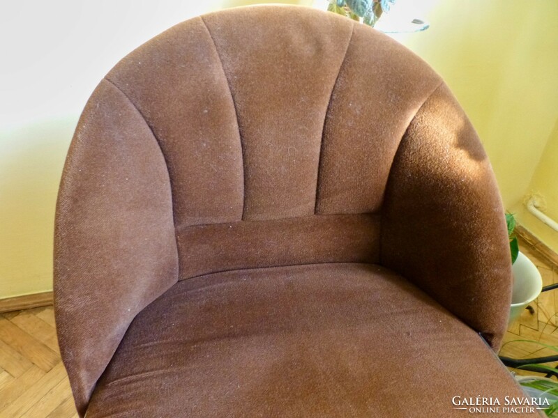 Retro, swivel armchair, coffee brown with original upholstery, club armchair