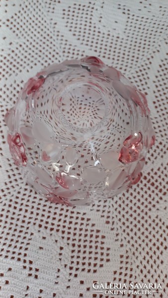 German waltherglas thick glass serving bowl, embossed rose decoration, height: 8 cm, diameter: 13 cm