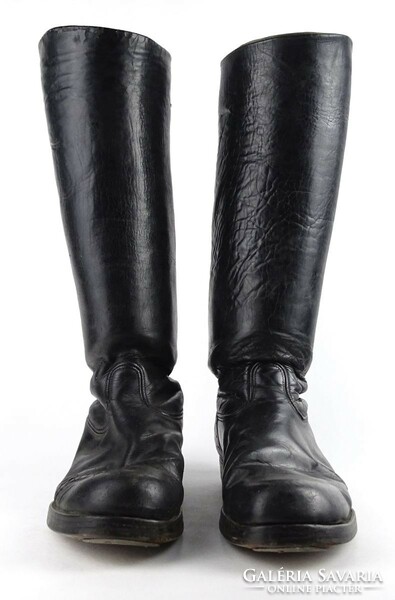 1H766 old high-heeled leather dancer boots folk costume