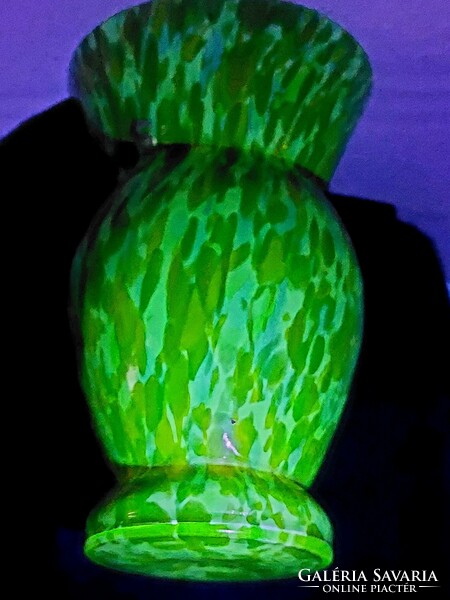 Rare colored uranium glass vase from the 1920s and 1930s.