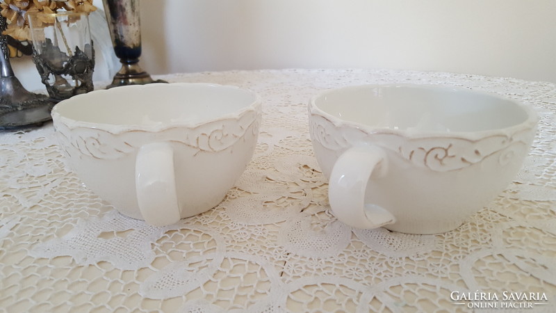 Huge, romantic lacy ceramic mug 2 pcs.