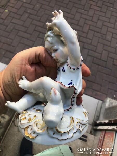 Ens porcelain boy statue, 16 cm high rarity. For collectors.