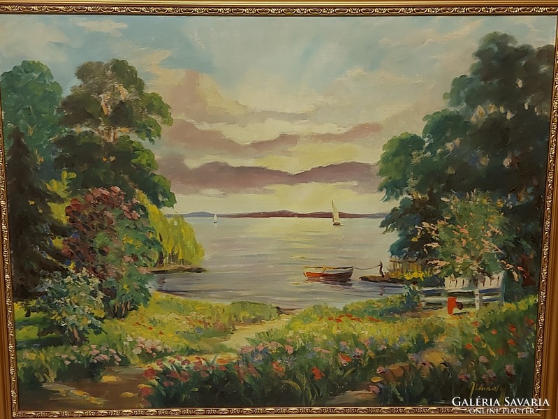 Antique painting by István Almady! Lake Balaton!