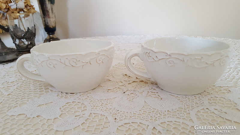 Huge, romantic lacy ceramic mug 2 pcs.