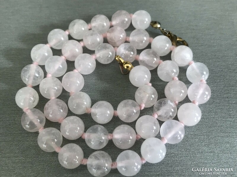 Rose quartz necklace made of 8 mm beads, 45 cm long