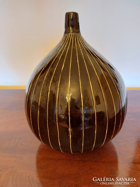 Artdeco black and white striped vase