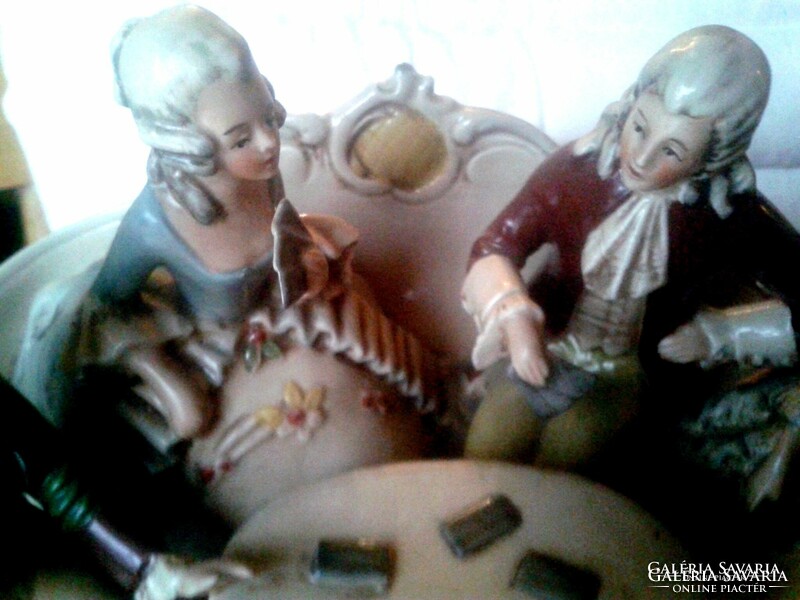 Old multi-figure porcelain /card-playing nobles/