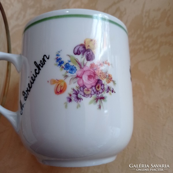 Czechoslovakian cup with a bouquet of flowers, 3 dl