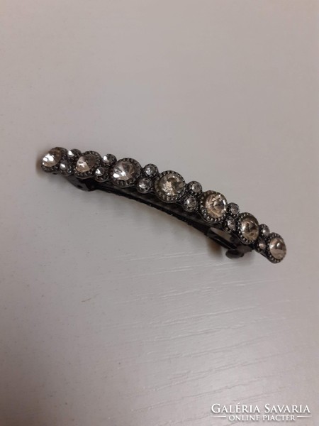 Shiny white French hair clip studded with stones in new condition