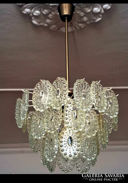 Vintage 70s glass chandelier chandelier mid century modern ceiling lamp pendant mazzega style