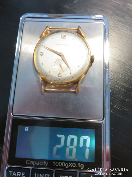 Antique, old Marvin women's gold wristwatch with second hand