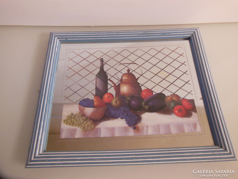 Picture - mirrored - 29 x 24 cm - wooden frame - beautiful - kitchen - dining room decoration - flawless