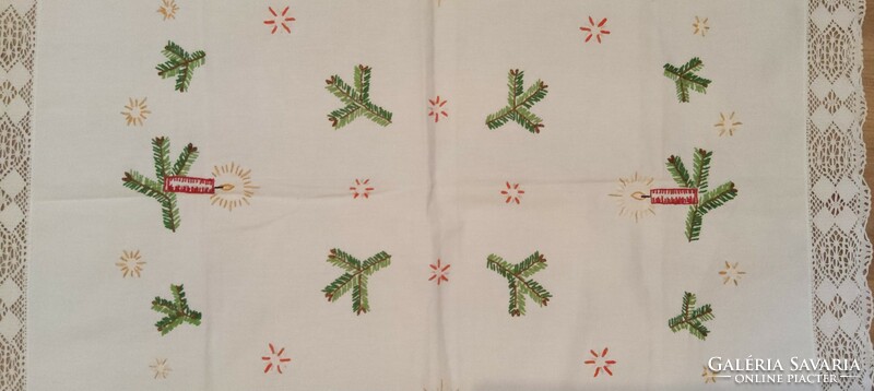 Linen, embroidered tablecloth 87x87 cm