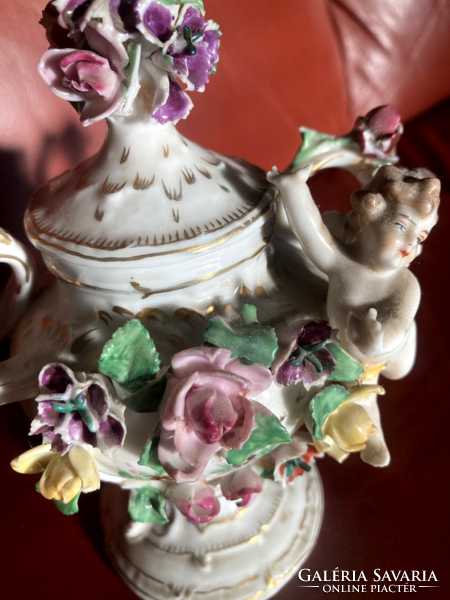 Angelic lidded vase, urn vase