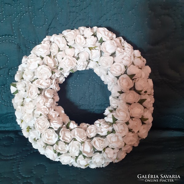 White rose wreath, door decoration