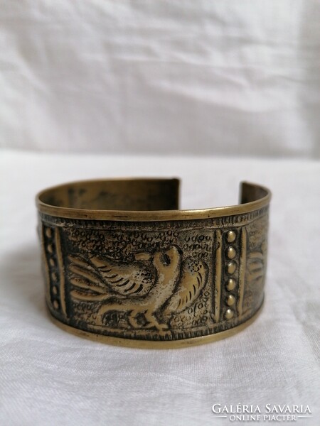 Industrial copper bird bracelet