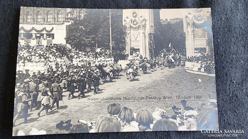 1908 Hungarian king József Ferenc Habsburg original contemporary jubilee parade photo sheet postcard
