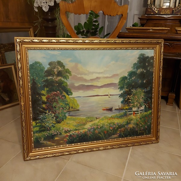 Antique painting by István Almady! Lake Balaton!