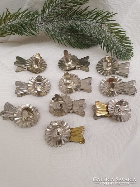 10 old metal candle clips