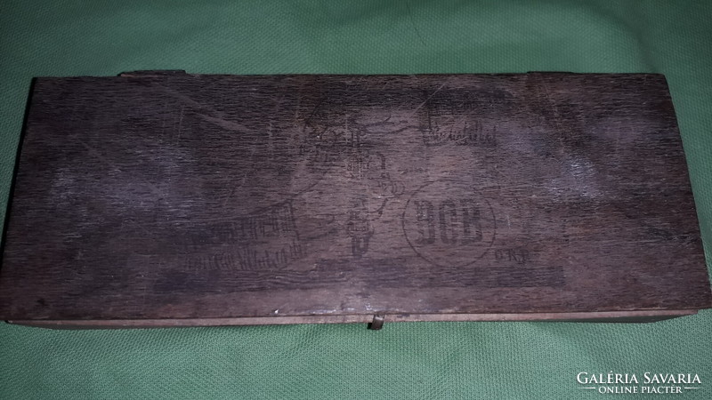 Antique German bob hand tool wooden factory box with description inside according to the pictures