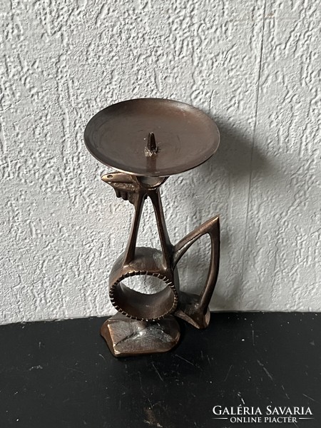 Bronze rooster candle holder