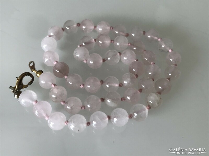 Rose quartz necklace made of 8 mm beads, 45 cm long