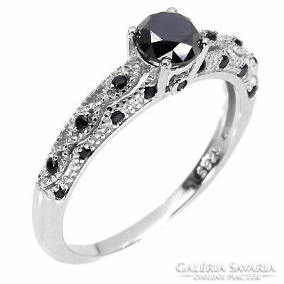 Just now!! Real modern black diamond silver ring with warranty and straw!