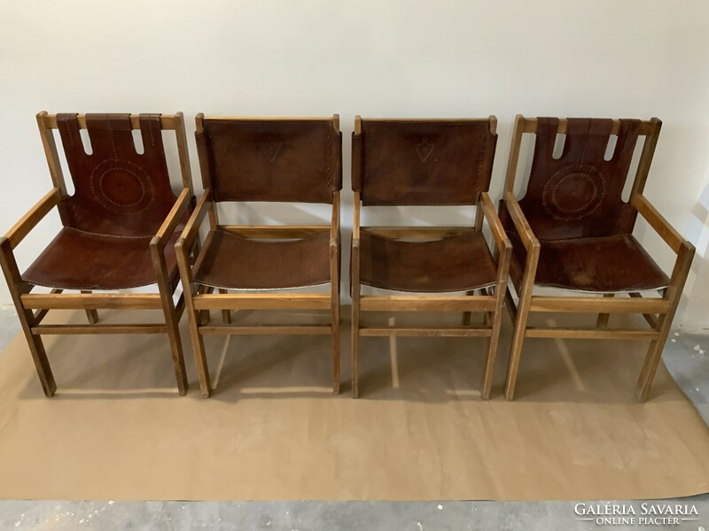 Dining chairs, 4 leather chairs