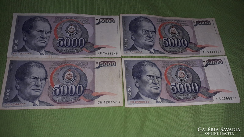 Old Yugoslavia 5000 dinars - tito dinars - beautiful - paper money 4 x 1985 - 4 in one according to the pictures