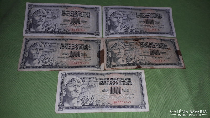 Old Yugoslavia 1000 dinar paper money 5 x 1981 - 5 in one according to the pictures 1