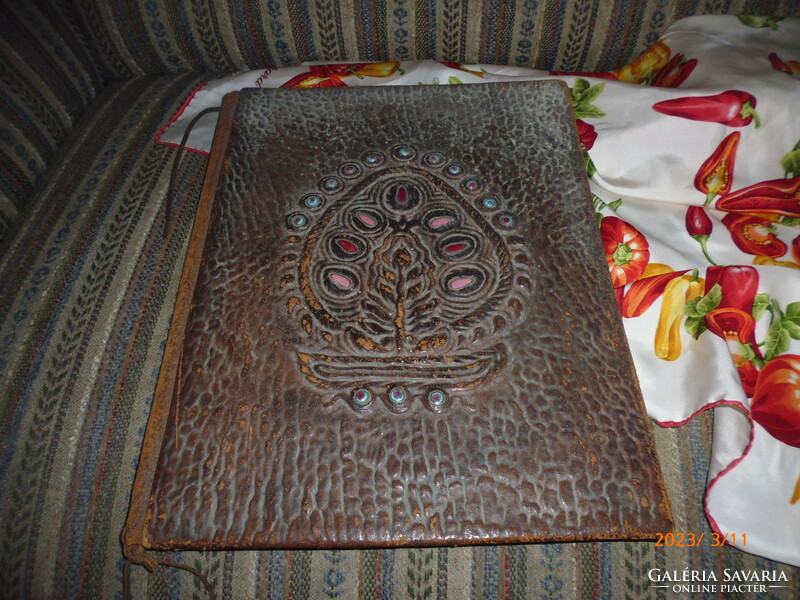 Antique leather book cover ...