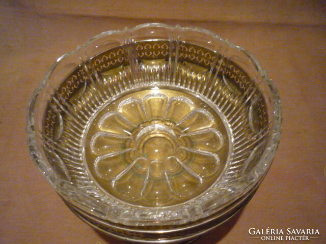 Metal tray with base, with glass insert