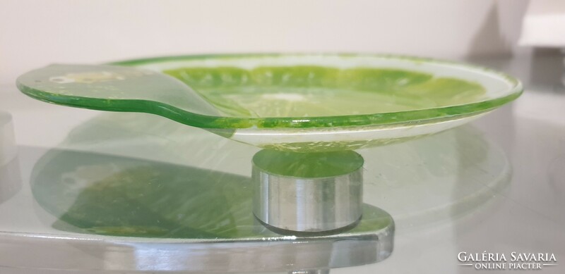 Glass lemon and lime serving plate with handle 19 cm