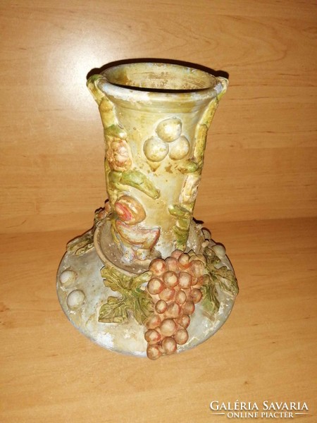 Old ceramic vase with grape pattern - 25 cm high (39/d)