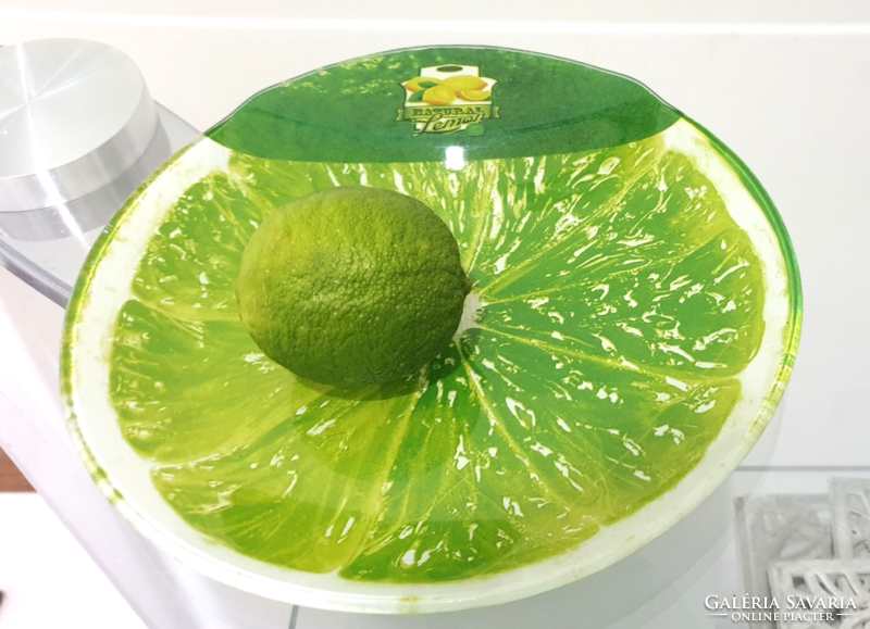 Glass lemon and lime serving plate with handle 19 cm