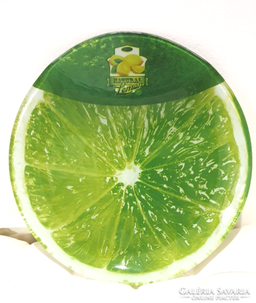Glass lemon and lime serving plate with handle 19 cm