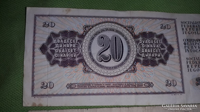 Old Yugoslavia 20 dinars paper money 1 x 1974- 3 x 1978 - 4 in one according to the pictures