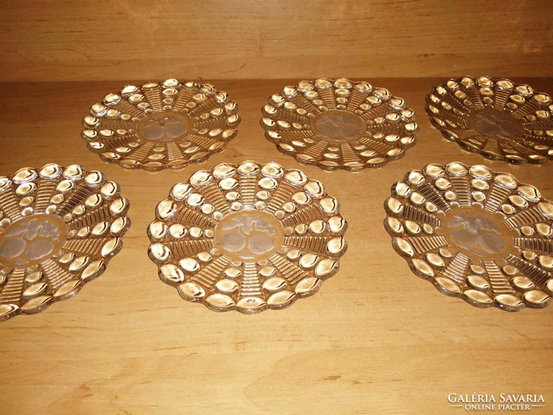 Glass small plate with fruit pattern - 6 pcs in one - diameter 14 cm (27/d)