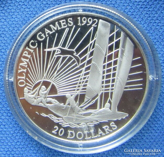 Ezüst 20 dollár Kiribati  1992, nyári olimpiai játékok. PP kivitel.